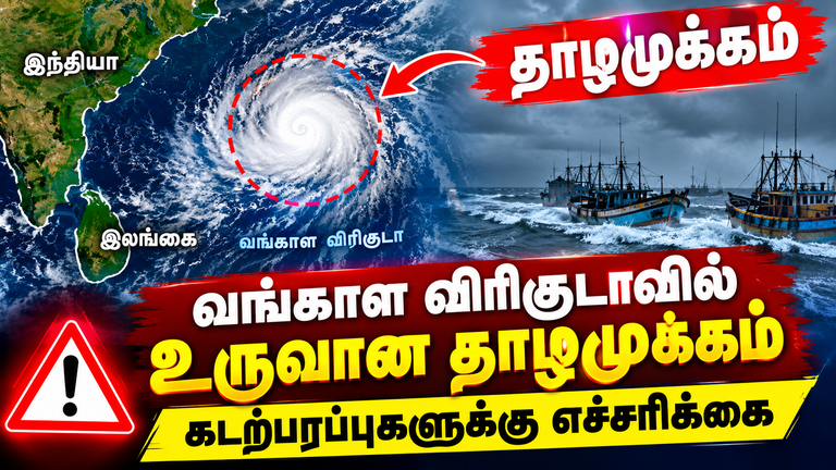 வங்காள விரிகுடாவில் உருவான தாழமுக்கம் – கடற்பரப்புகளுக்கு எச்சரிக்கை